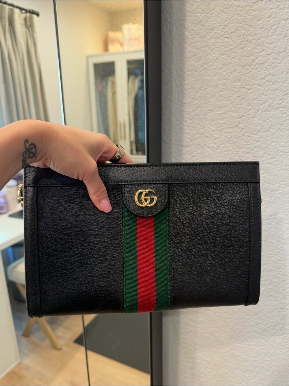 Gucci Black Leather ophidia small